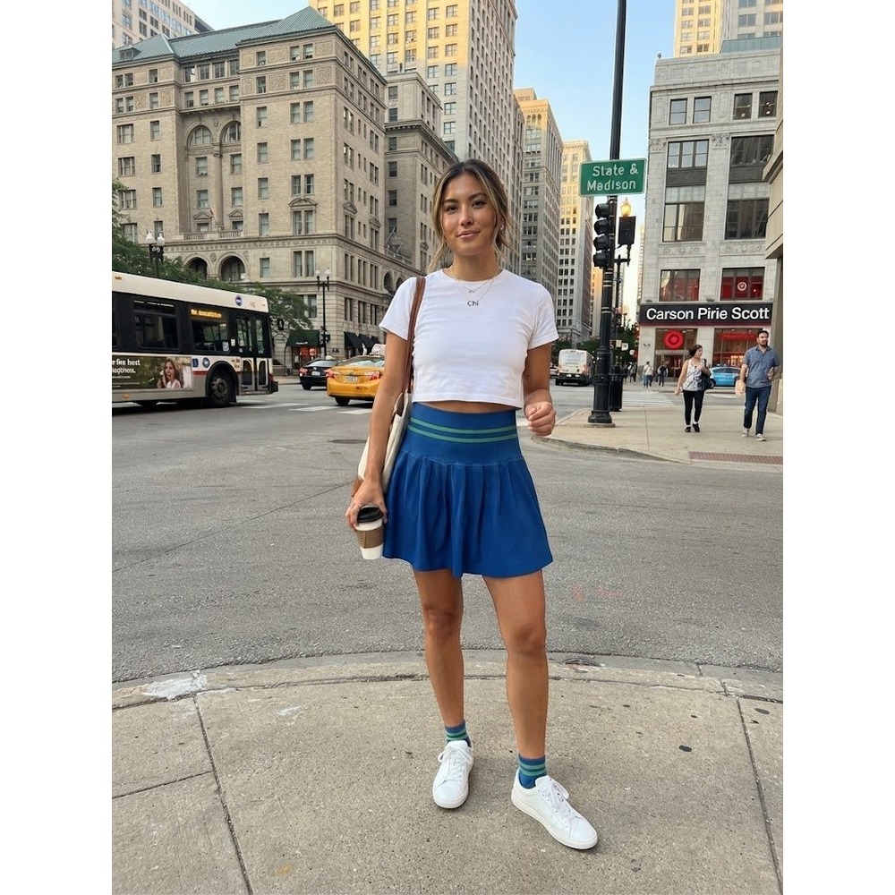 ATARCO Pleated Tennis Skort Womens Small Blue Green Excellent Activewear Skirt